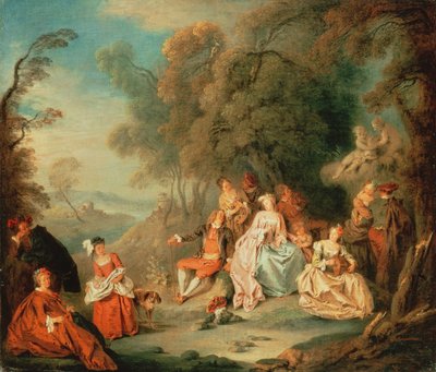 Elegant Company in a Park by Jean Baptiste Joseph Pater